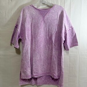 Womens Oversized Short Sleeve Mineral Wash Exposed Seam Drop Shoulder T-shirt